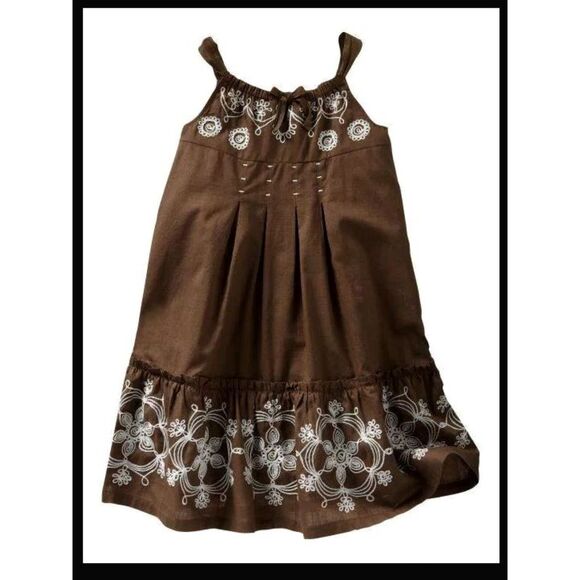 NWT Baby Gap kids Beach resort safari brown embroidered maxi tank sun dress 5